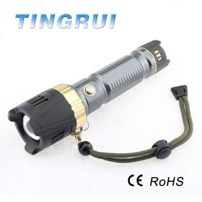 XML T6 Led Rubber Focus System Flashlight with Emergency Hammer