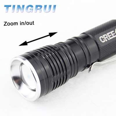 High Light Zoom Heads Rechargeable torch Led Flashlight With Clamp